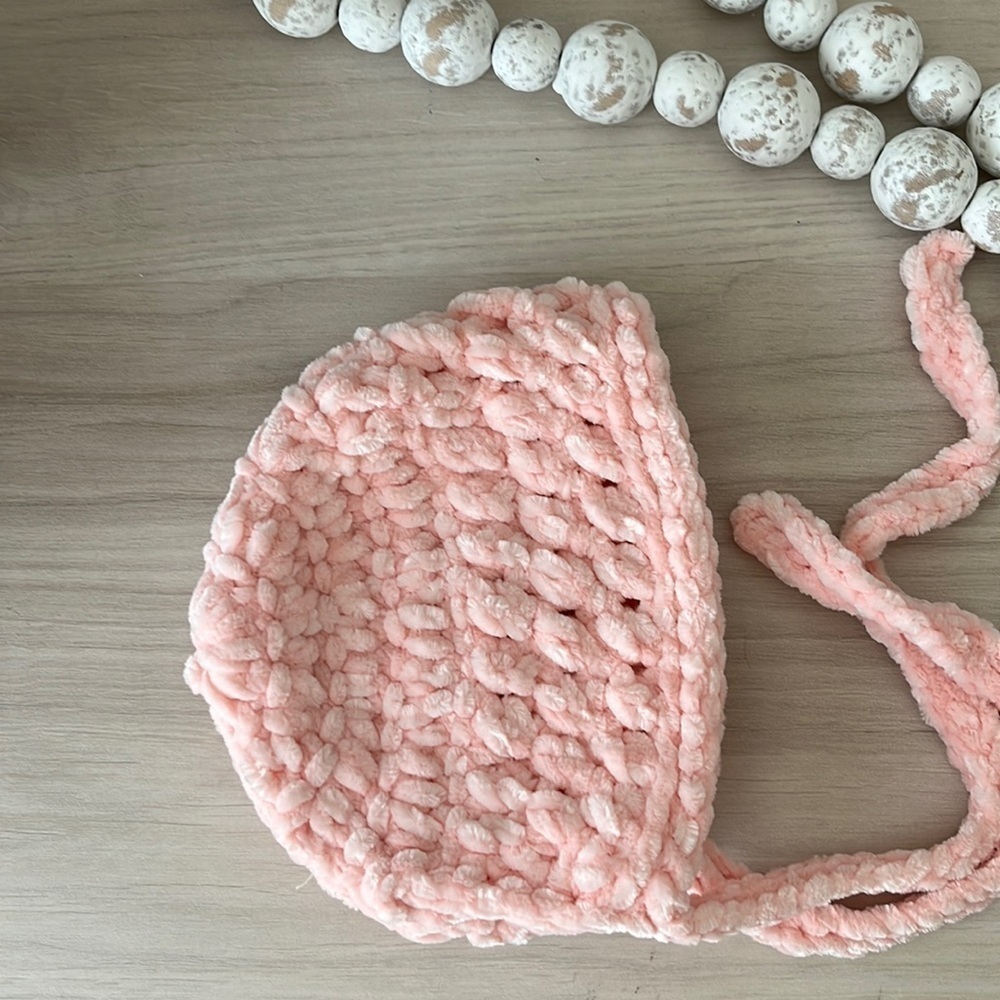 Velvet Crochet Baby Bonnet